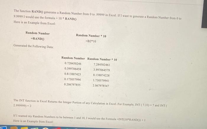 The function RANDO generates a Random Number from