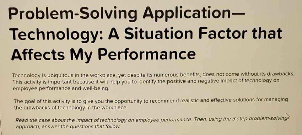 Problem Solving Application- Technology: A