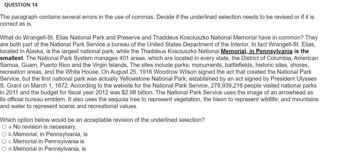 English expert pleasee!!! QUESTION 14 The