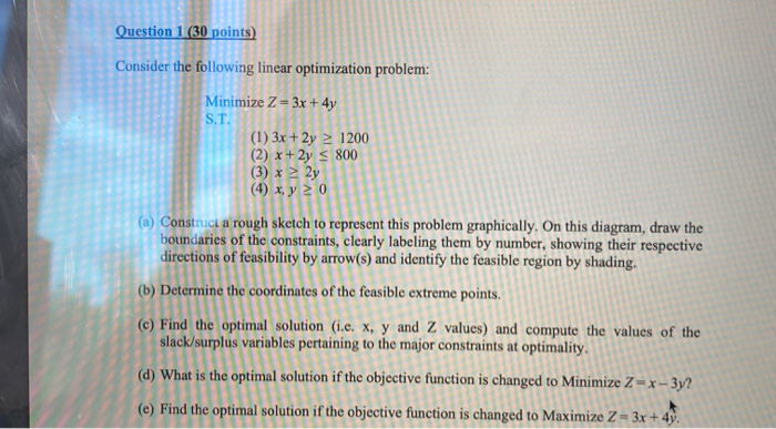 Question 1 (30 points) Consider the following