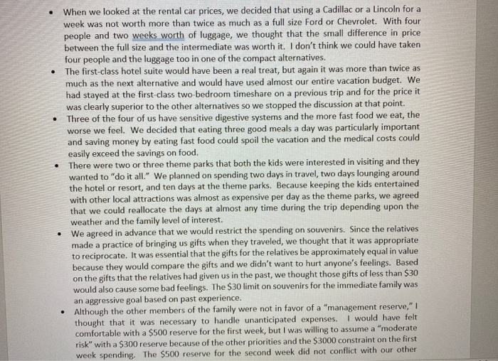 Vacation to Florida Since the RFP for the new