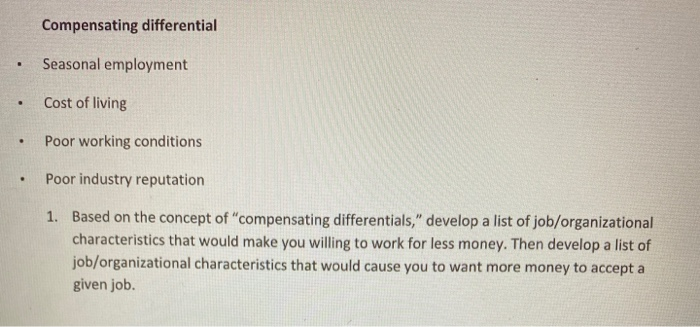 Compensating differential . Seasonal employment