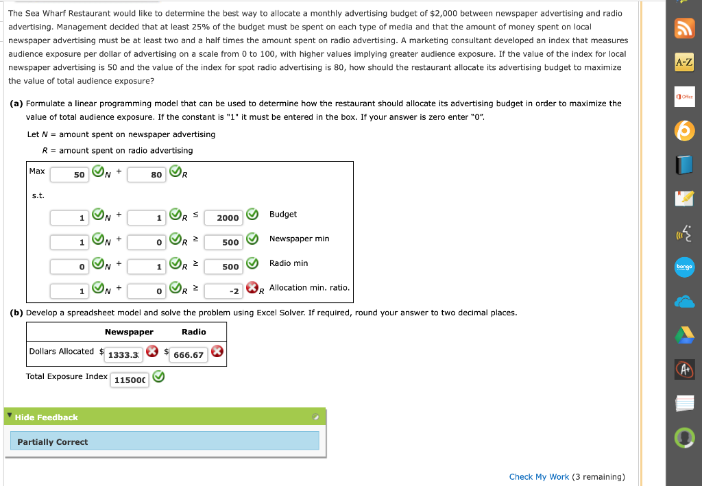 The Sea Wharf Restaurant would like to determine