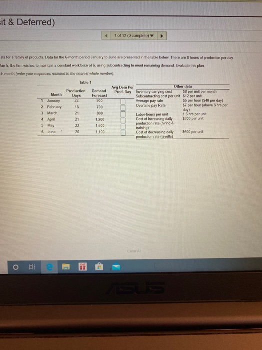 sit & Deferred) 1 of 12 (0 complete) sts for a