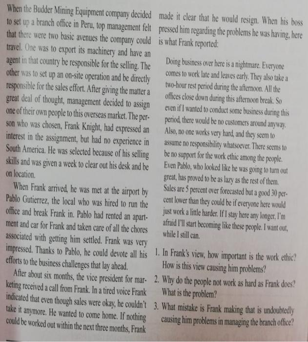 When the Budder Mining Equipment company decided