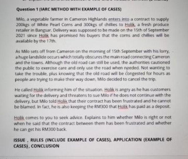 Question 1 (IARC METHOD WITH EXAMPLE OF CASES)