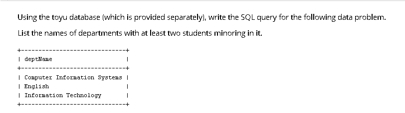 Design Of Database Course Using the toyu database