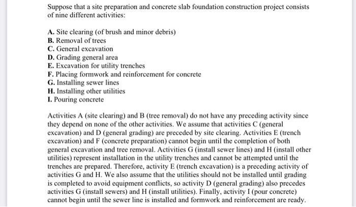 Suppose that a site preparation and concrete slab