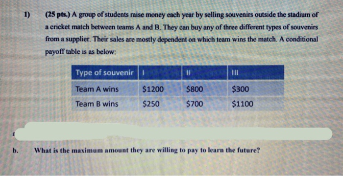 1) (25 pts.) A group of students raise money each