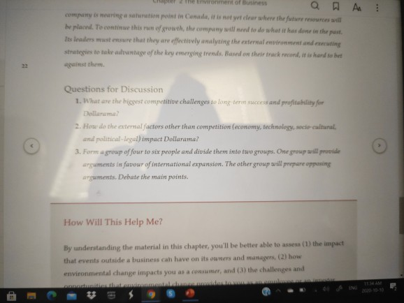 I want answer fastly the Environment of business