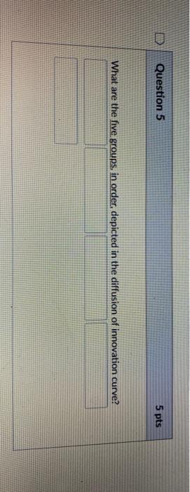Question 5 5 pts What are the five groups, in