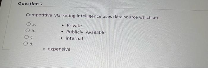 Question 7 Competitive Marketing Intelligence