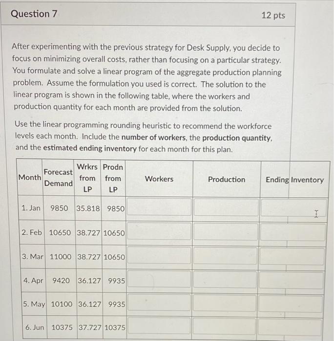 Question 7 12 pts After experimenting with the