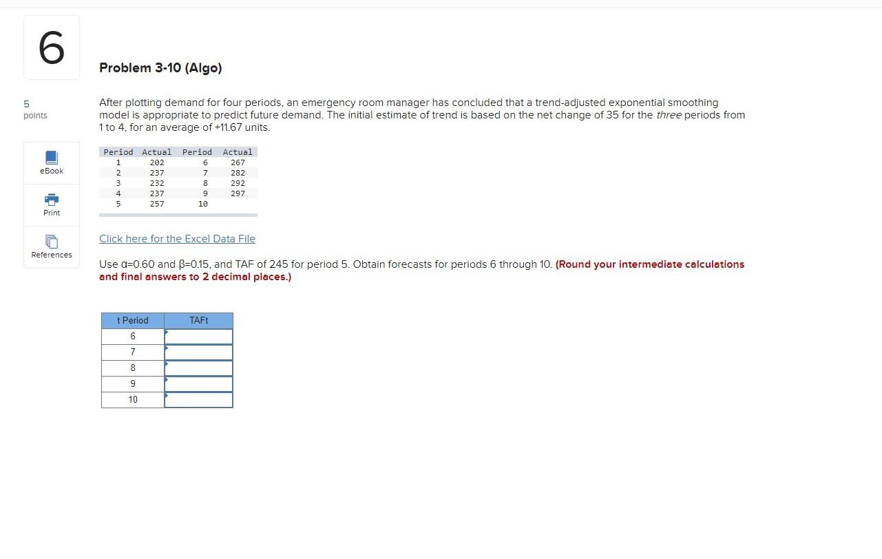 6 Problem 3-10 (Algo) 5 points After plotting
