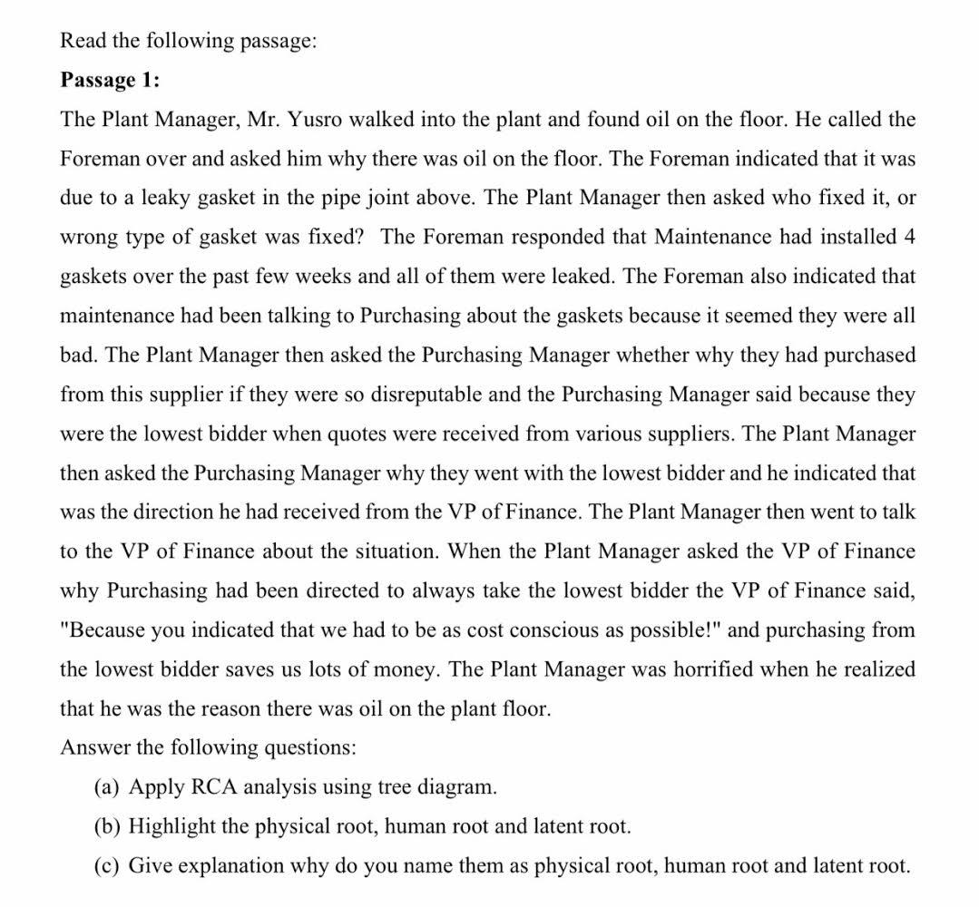 Read the following passage: Passage 1: The Plant