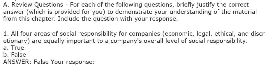 A. Review Questions - For each of the following