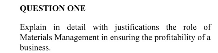 QUESTION ONE Explain in detail with