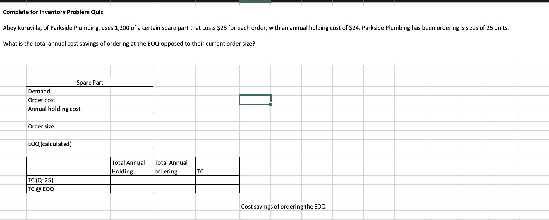 What is the Total Annual Holding cost when