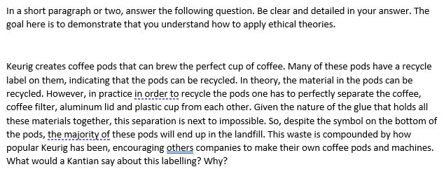 In a short paragraph or two, answer the following