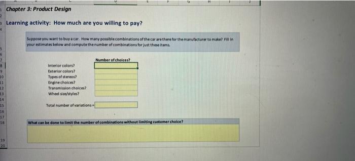 Chapter 3: Product Design Learning activity: How