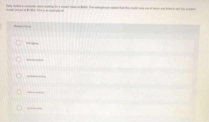 Kelly visited a computer store looking for a