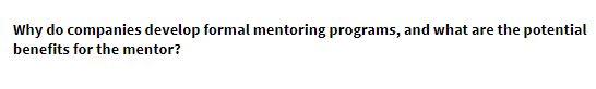 Why do companies develop formal mentoring