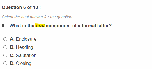 It says it not salutation so stuck 6. What is the