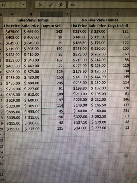 $ Calculate the mean, median, standard deviation,