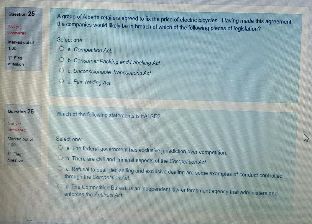 Question 17 Identify the situation where an offer