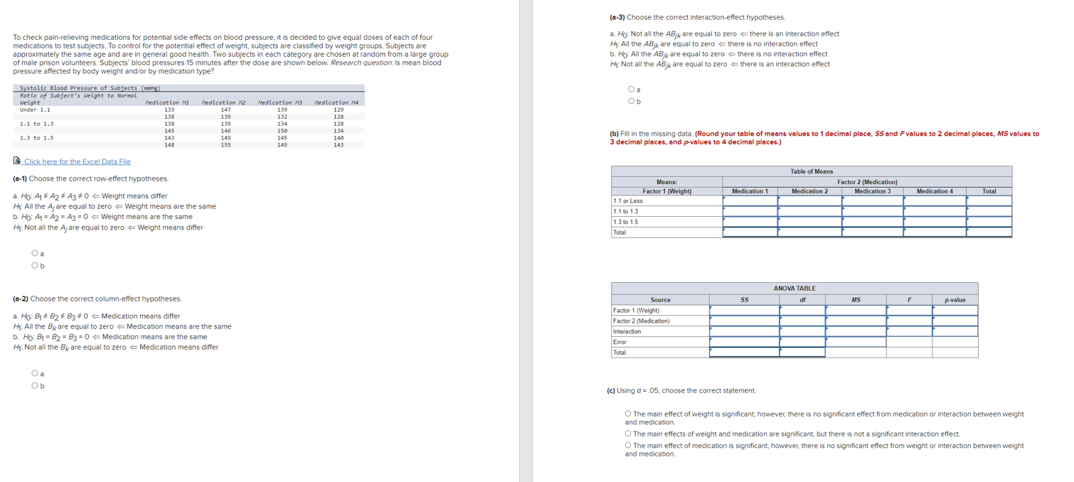 (-3) Choose the correct interaction-effect