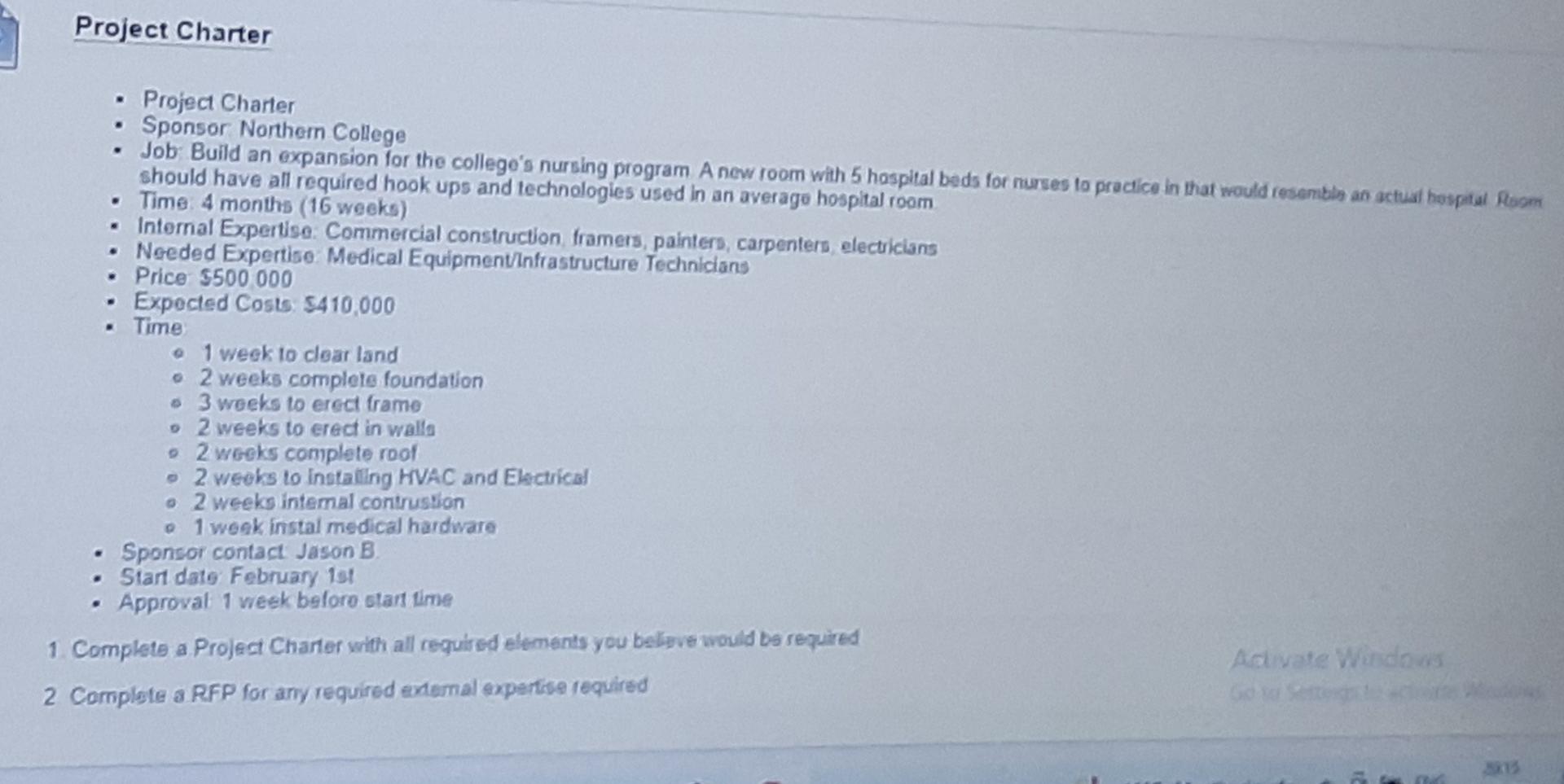 I need answer 2 Project Charter Project Charter