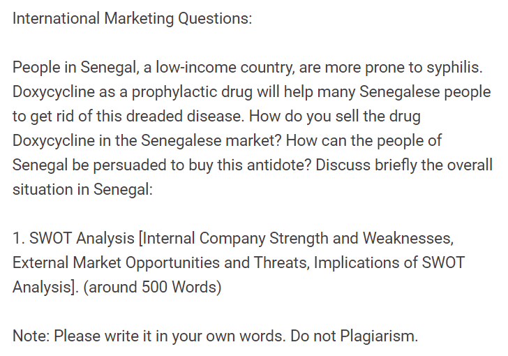 International Marketing Questions: People in
