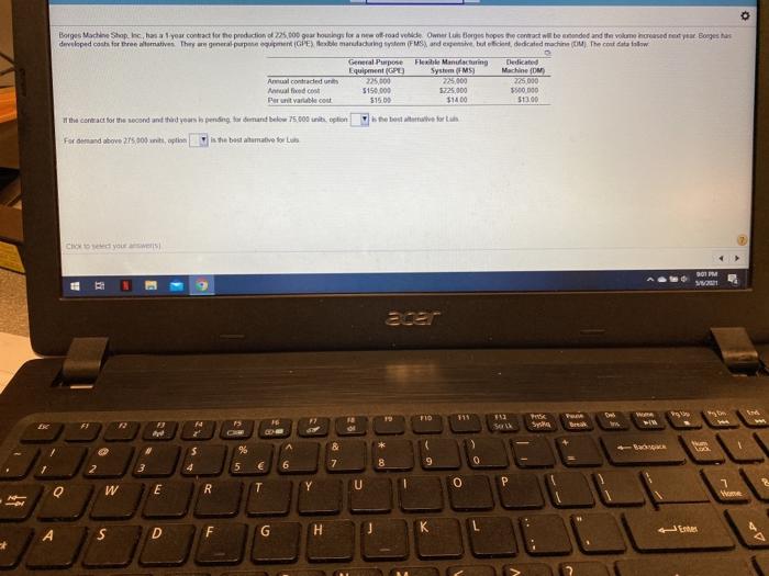 o Borges Machine Shop, Inc. has a year contra for