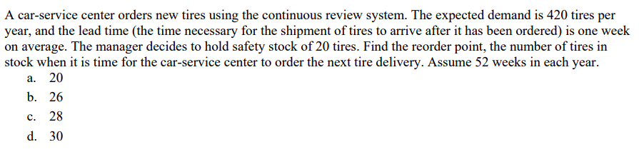 A car-service center orders new tires using the