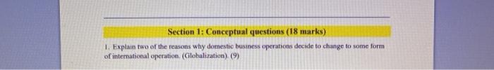 Section 1: Conceptual questions (18 marks) 1.