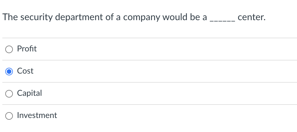 The security department of a company would be a