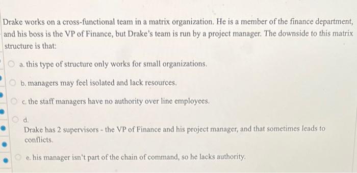 Drake works on a cross-functional team in a