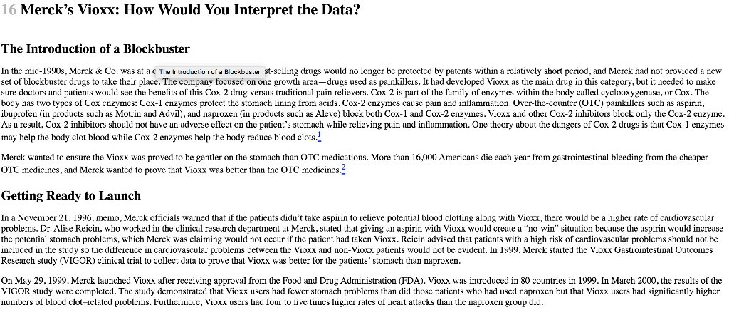 Read the Merck Vioxx case. - Why do you think it