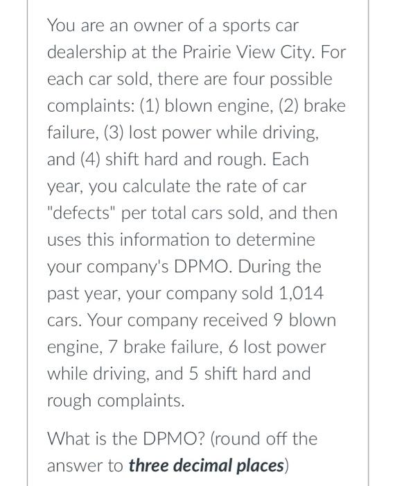 You are an owner of a sports car dealership at