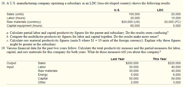 18. A U.S. manufacturing company operating a
