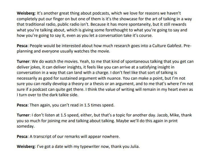 Read the article "The Great Writing vs. Talking