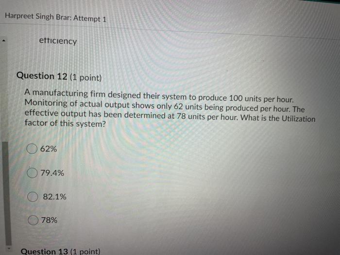 Harpreet Singh Brar: Attempt 1 efficiency