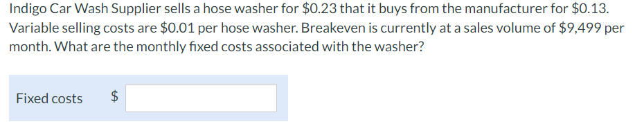 The average cost per unit was $230 at a volume of