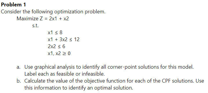 Problem 1 Consider the following optimization