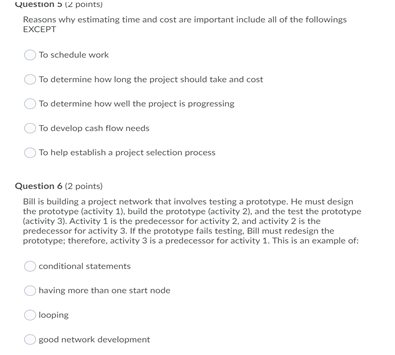 Question 1 (2 points) There are 5 steps involved