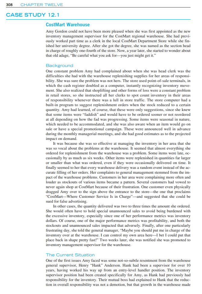 308 CHAPTER TWELVE CASE STUDY 12.1 CostMart