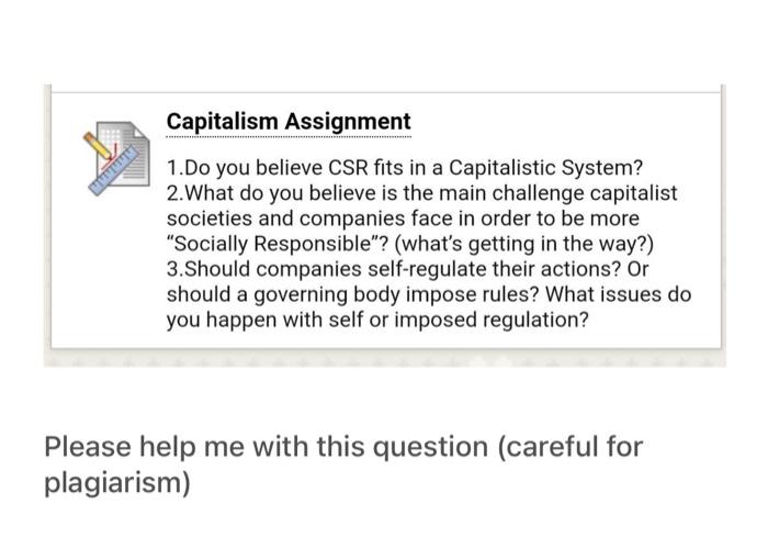 Please help me asap MUTHIN Capitalism Assignment