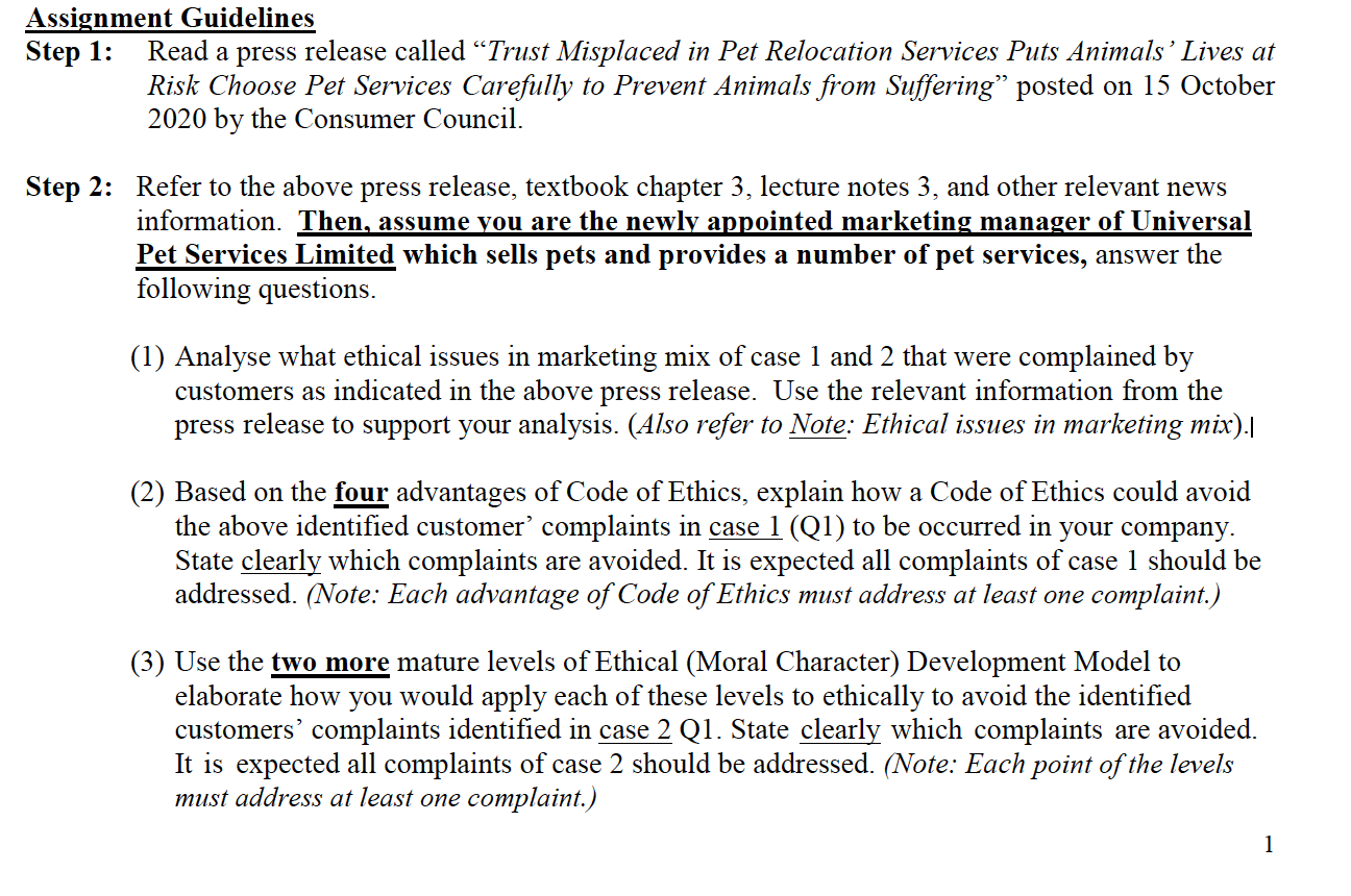 Step 1: Assignment Guidelines Read a press