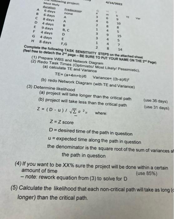 solve 3,4,5 A TE D B 3 4 2 1 3 3 1 2 6 6 B 4 9 4