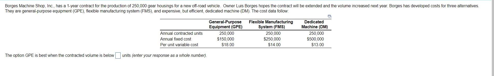 Borges Machine Shop, Inc., has a 1-year contract